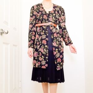 🌹Vintage Button Down Dress with Black Slip Size 6